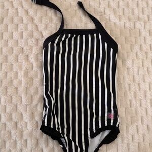 RUFFLE BUTTS Black and White Striped One-Piece Swimsuit